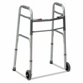 Dmi Two-Button Release Folding Walker with Wheels, Adjusts 32 in. to 38 in., 250 lb Capacity, Silver/Gray 802-1045-0600